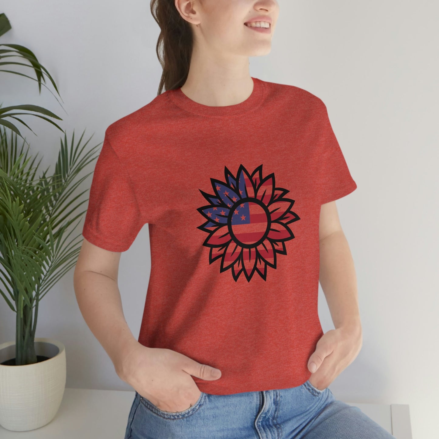 American Flag Flower T-Shirt