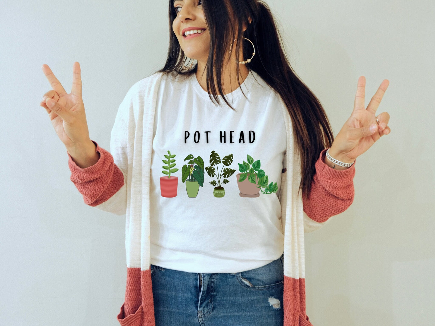 Pot Head T-Shirt - Shirt with plants - Gift for plant lover - Green Thumb Shirt