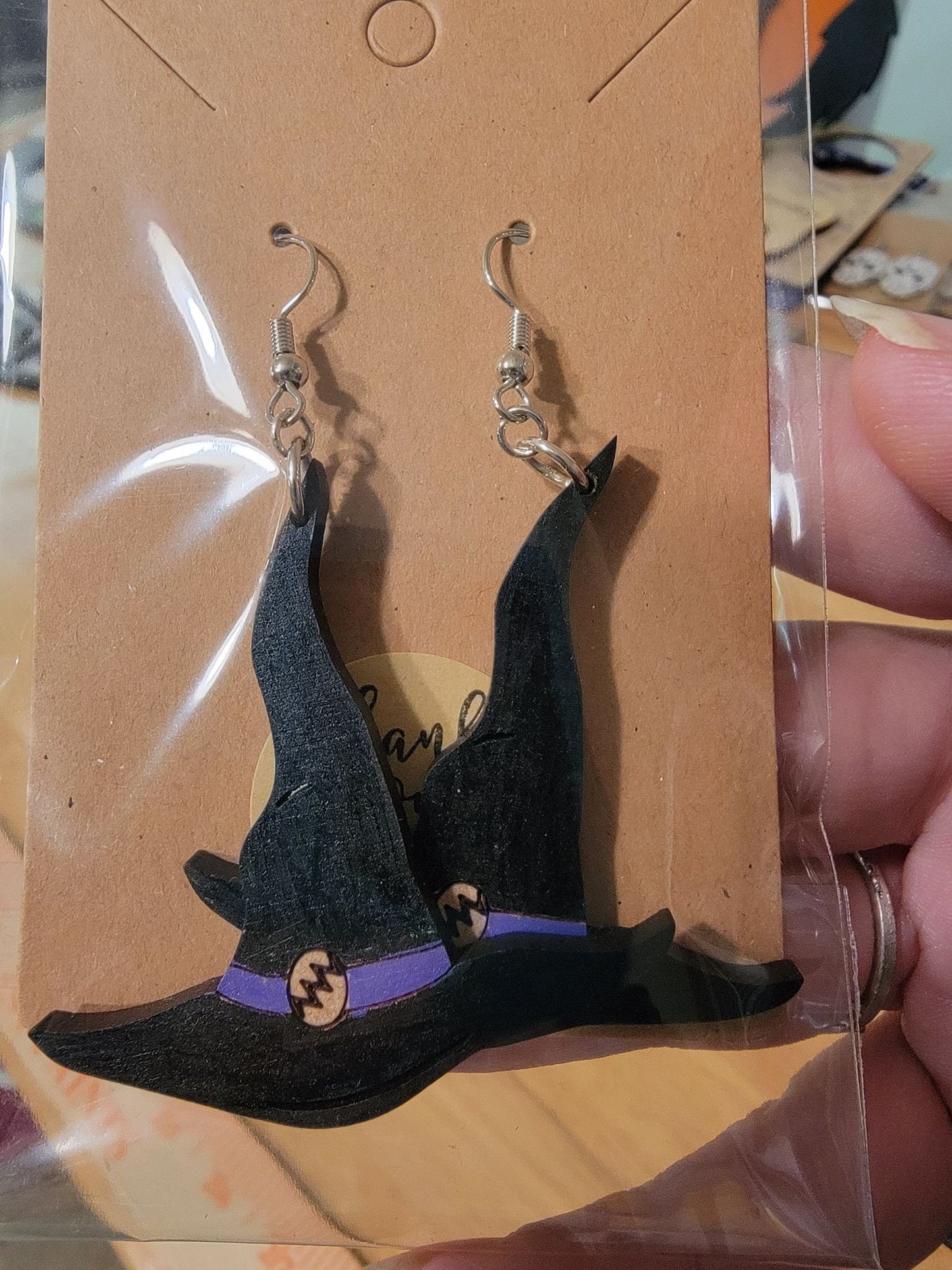 Witch Hat Earrings, halloween jewelry, handmade jewelry
