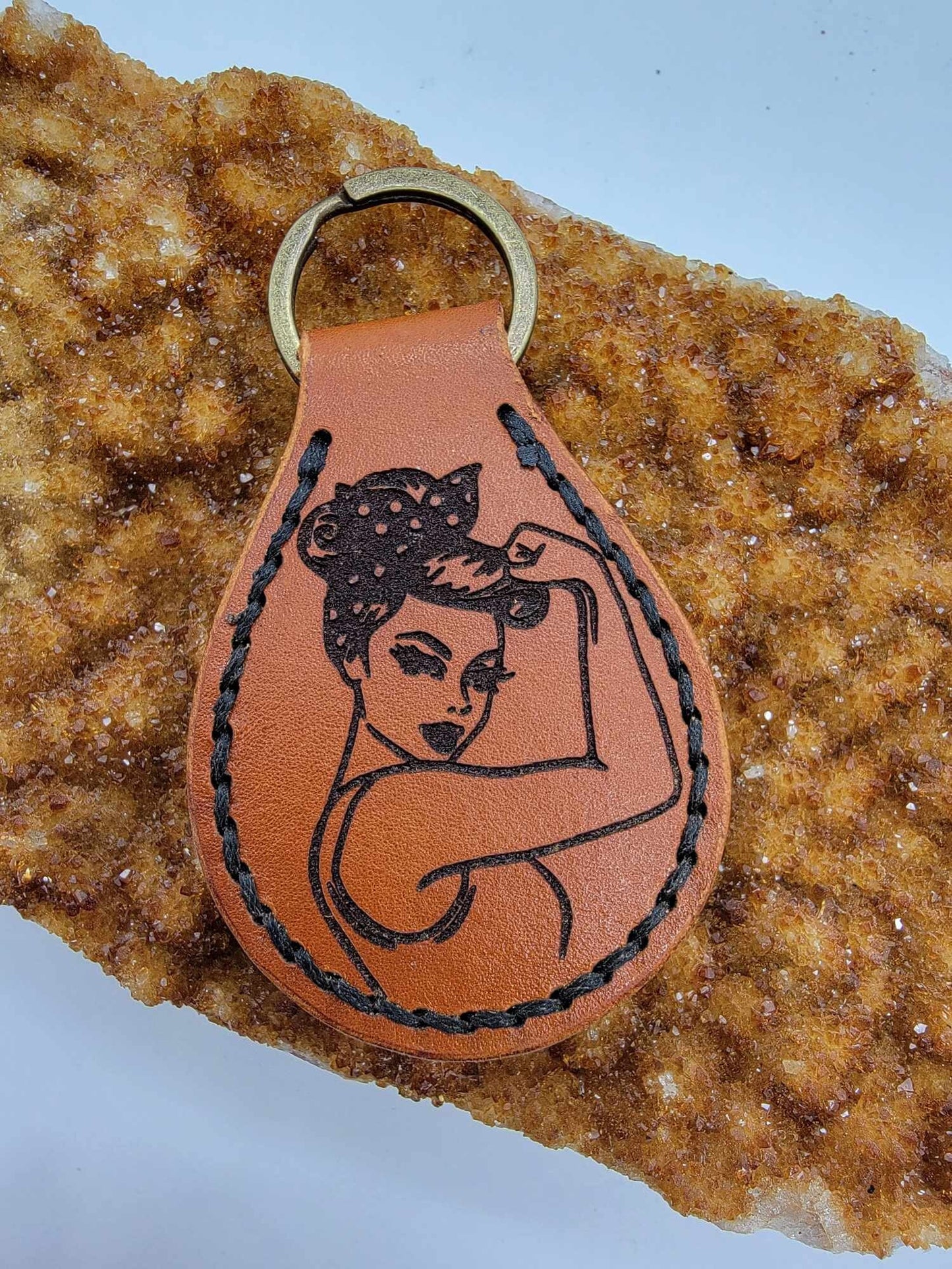 Leather Keychain, Female, ZRO FKS GVN, Gift For Her