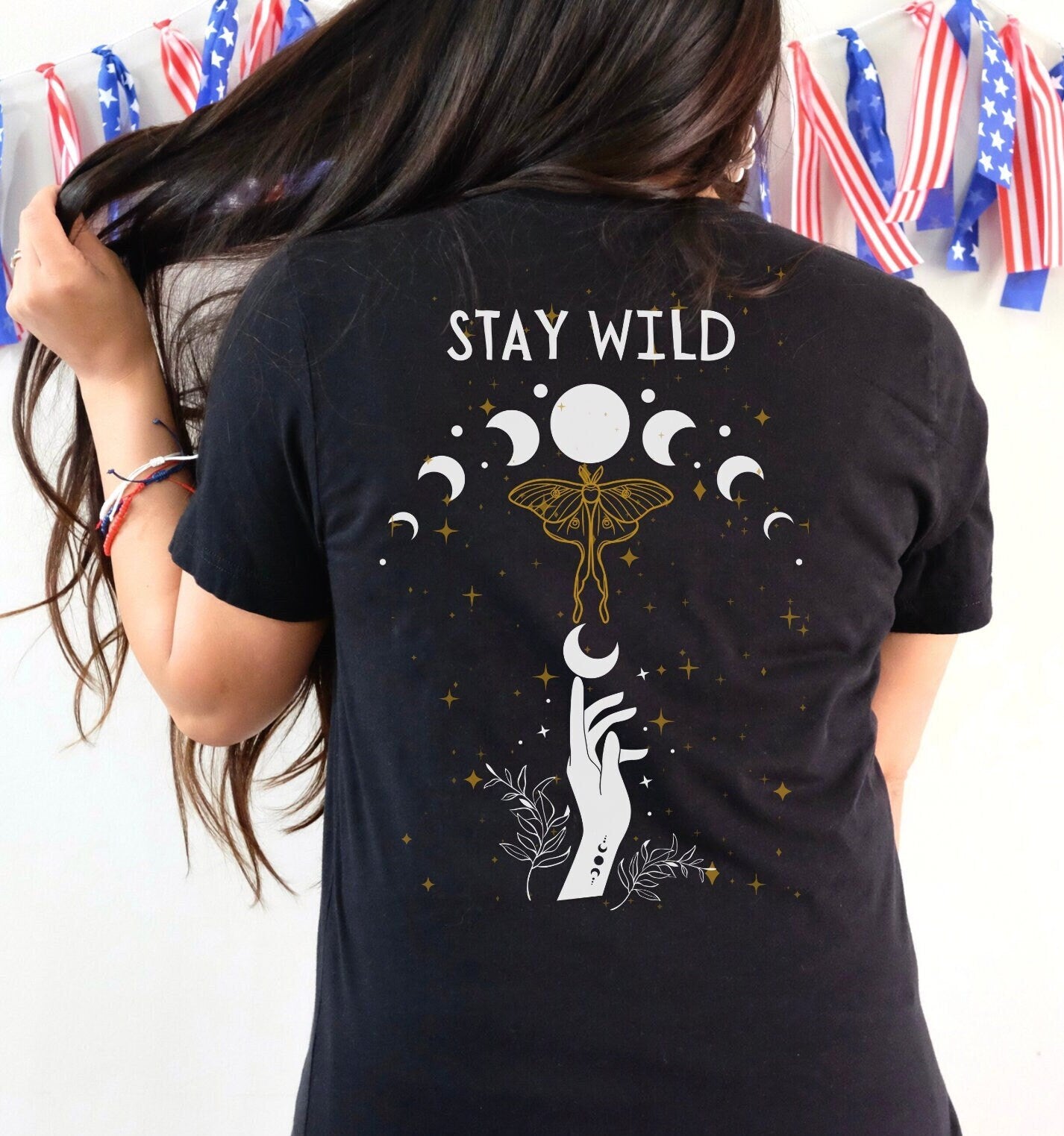 Stay Wild, Moon Child, Moth and Moon, Front and Back T-Shirt