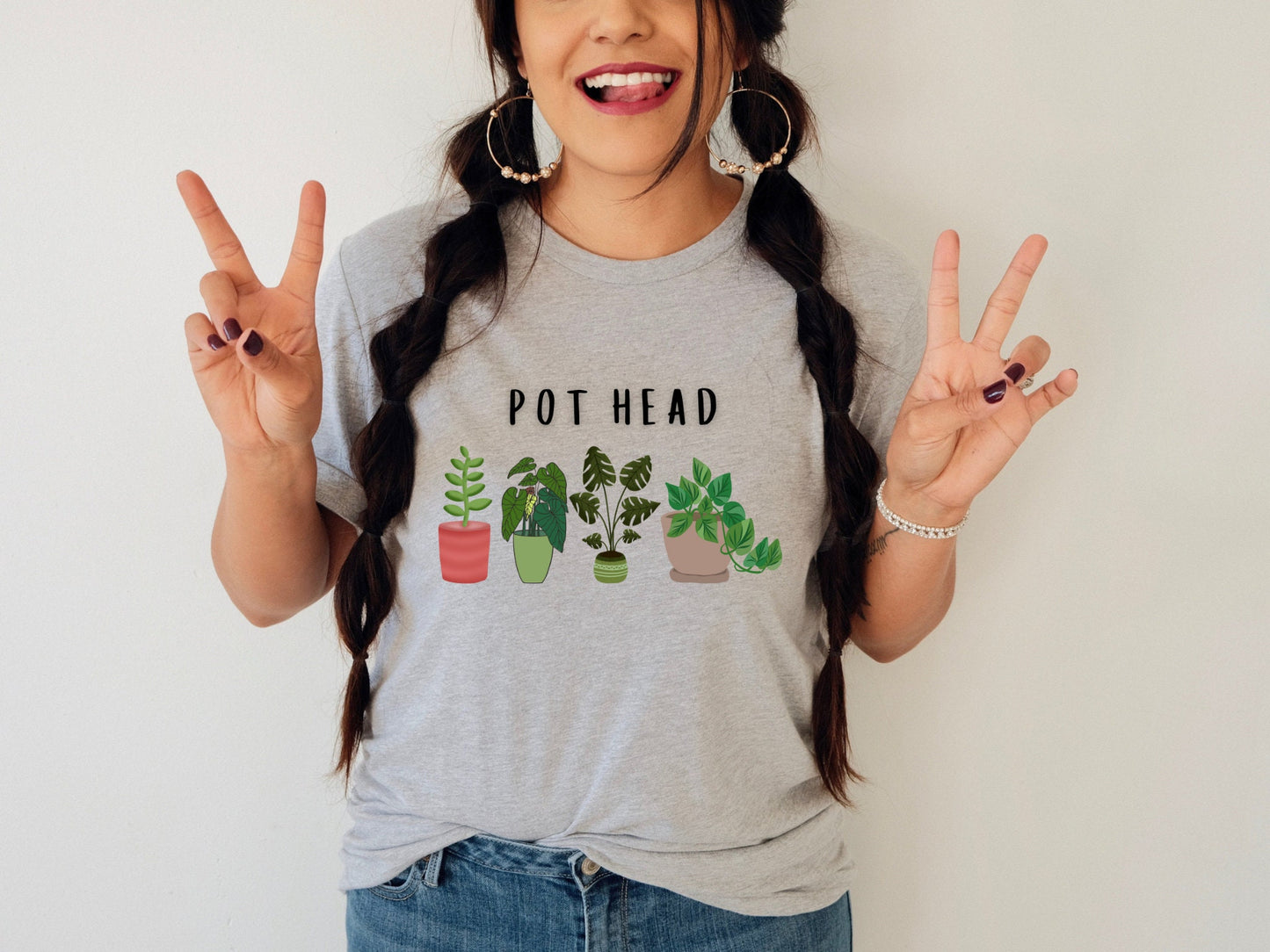 Pot Head T-Shirt - Shirt with plants - Gift for plant lover - Green Thumb Shirt