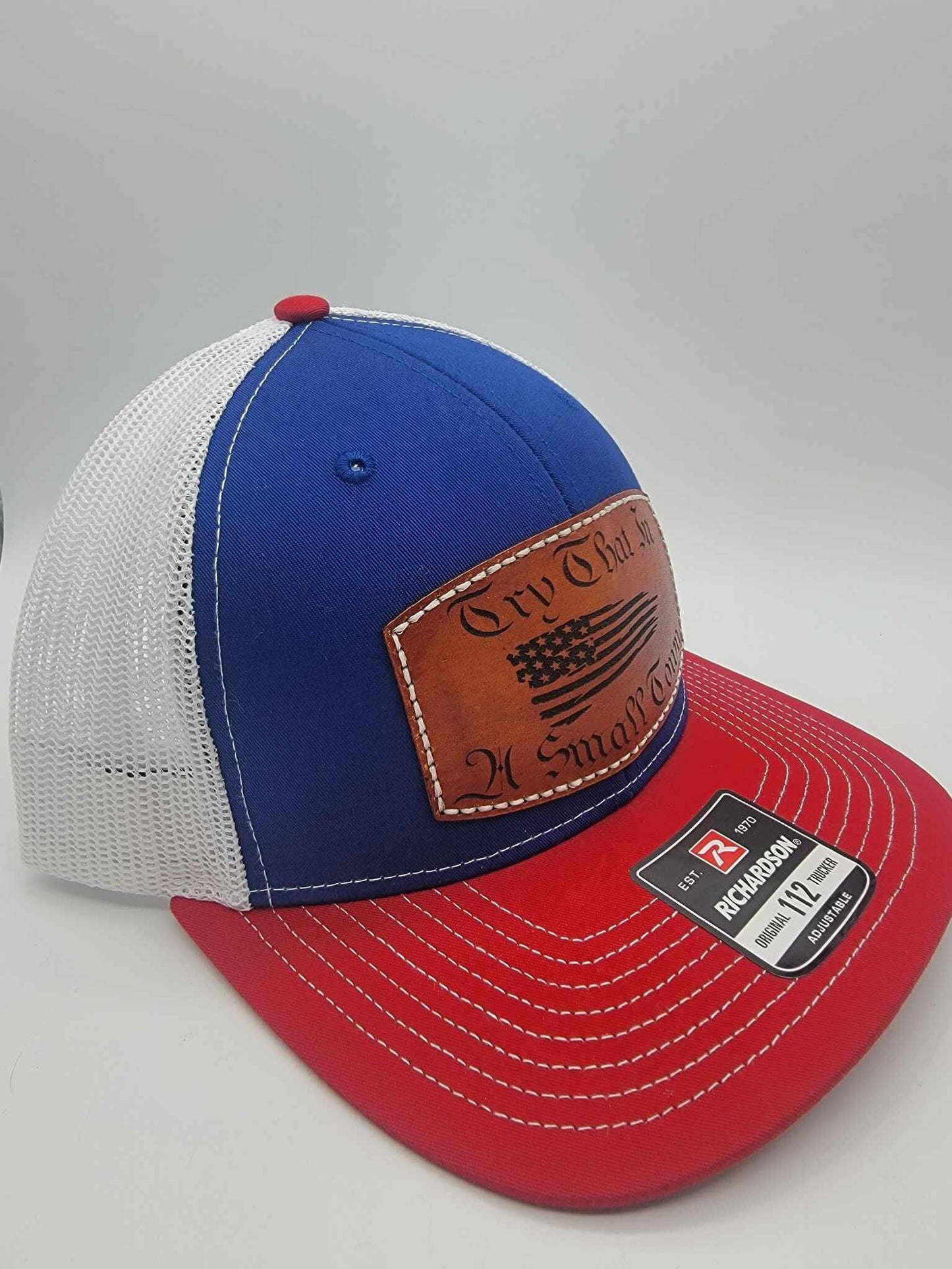 Try That In A Small Town Leather Patch Trucker Hat