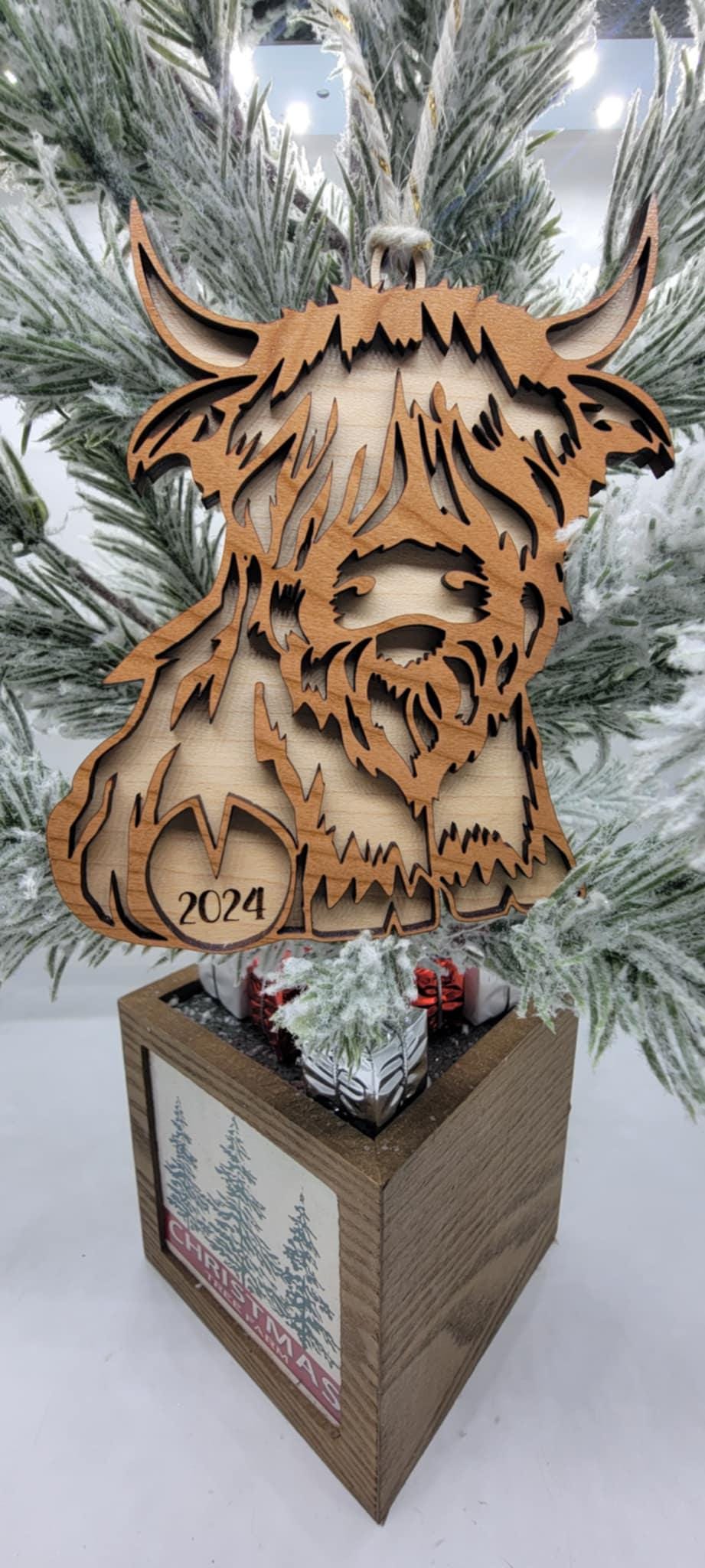 Highland Cow Christmas Ornament, Cow Decorations, Farm Lover Gift