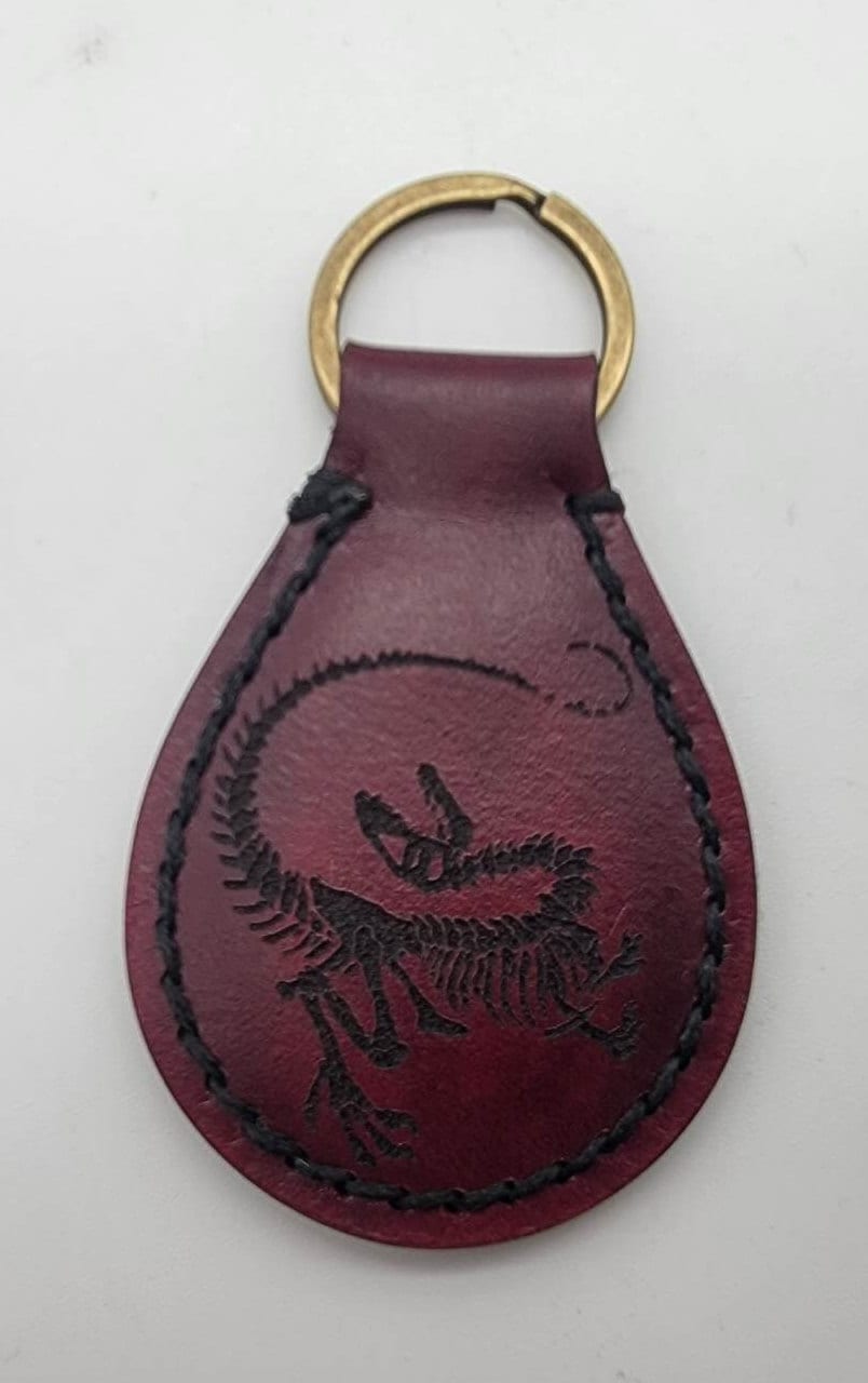 Jurassic Park Raptor Leather Keychain