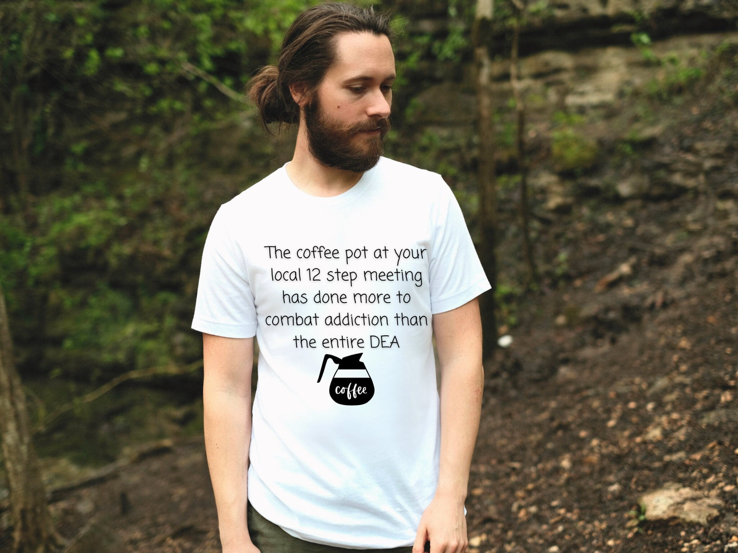 Coffee pot at a 12 step meeting T-shirt - Funny shirts - Recovery shirts - Gift for recovering addicts