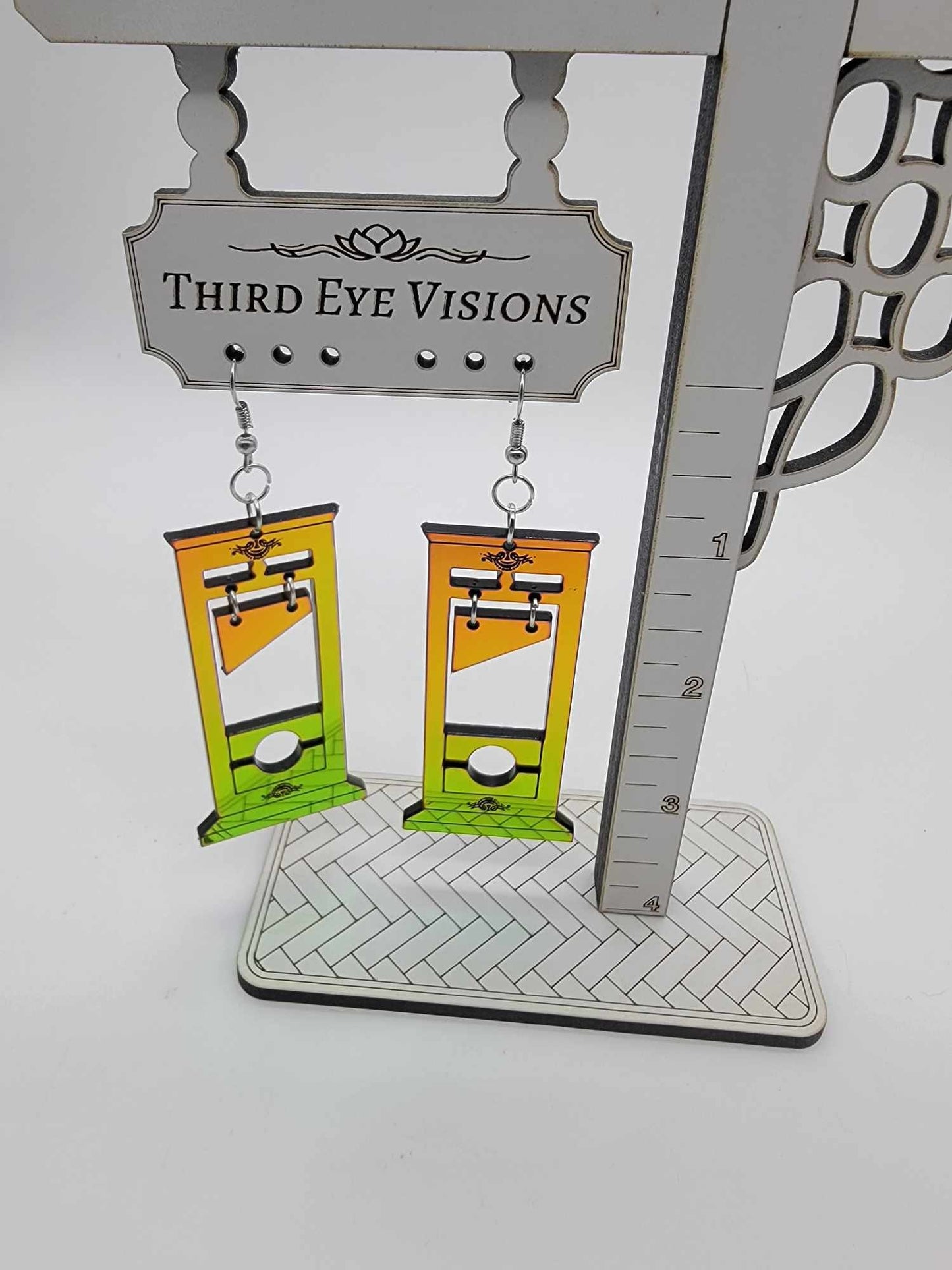 Guillotine Iridescent Dangle Earrings