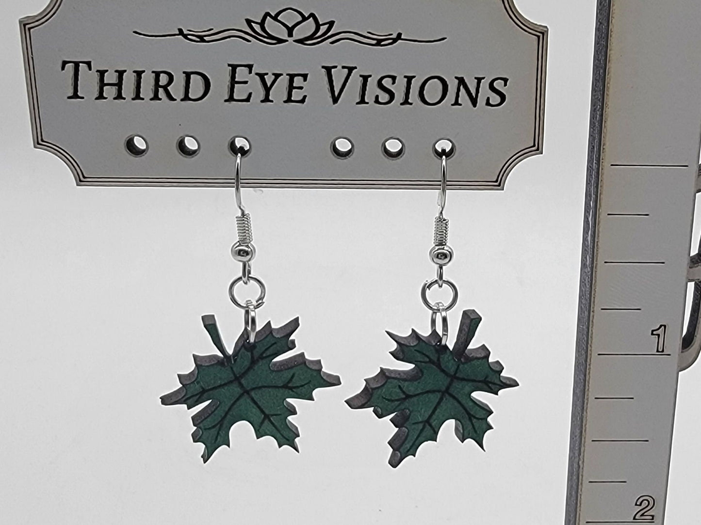 Maple Leaf, Green, Dangle Fall Earrings