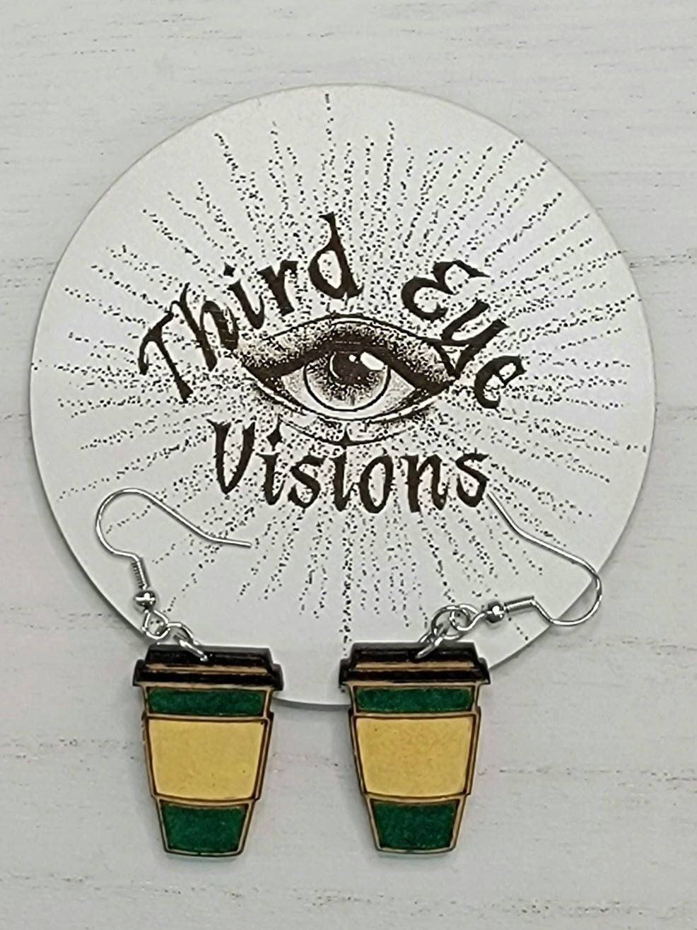 Coffee earrings, Tea earrings, coffee Cup, Dangle Earrings, gift for her, coffee lover, starbucks earrings, handmade jewelry