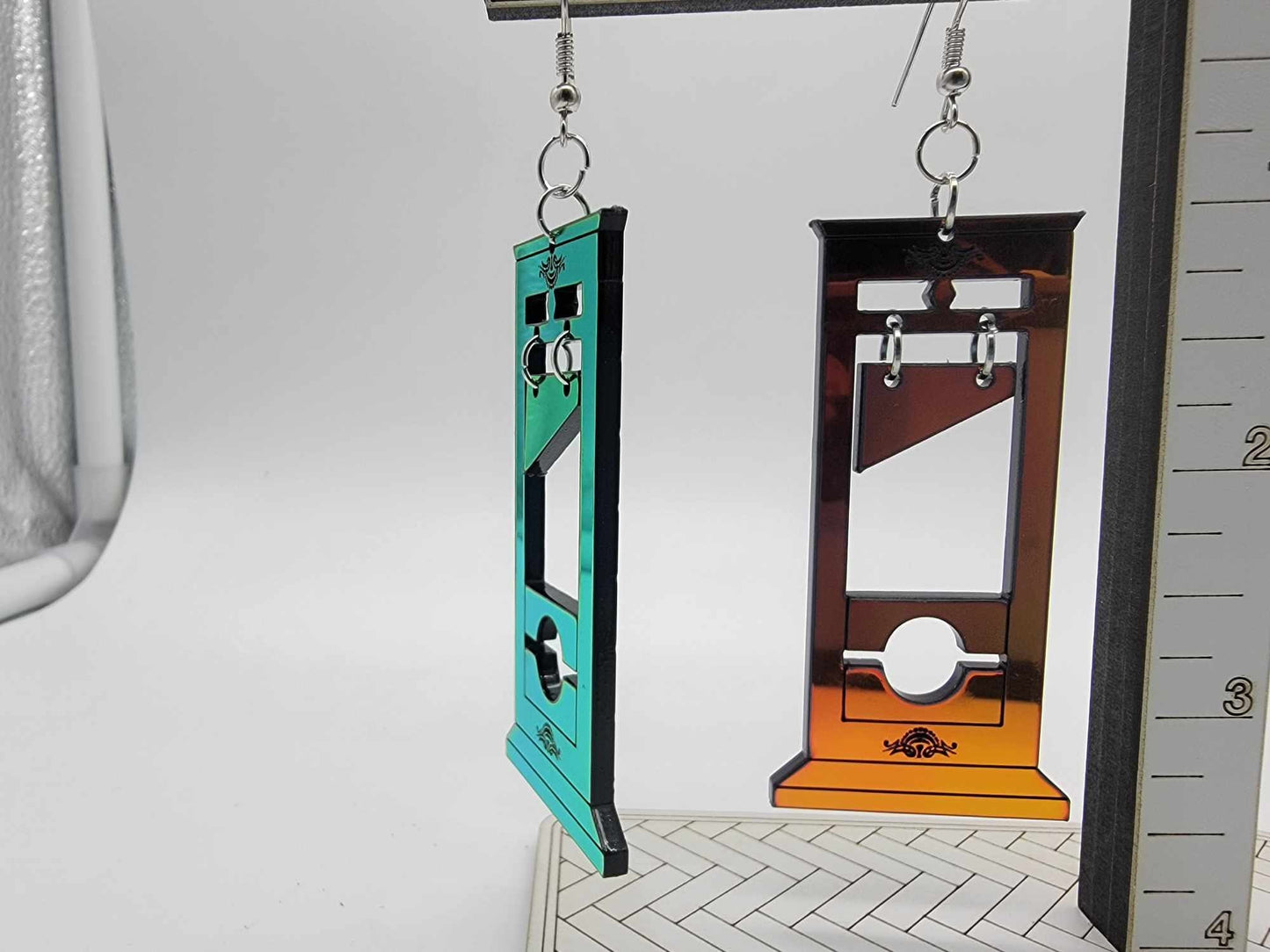 Guillotine Iridescent Dangle Earrings