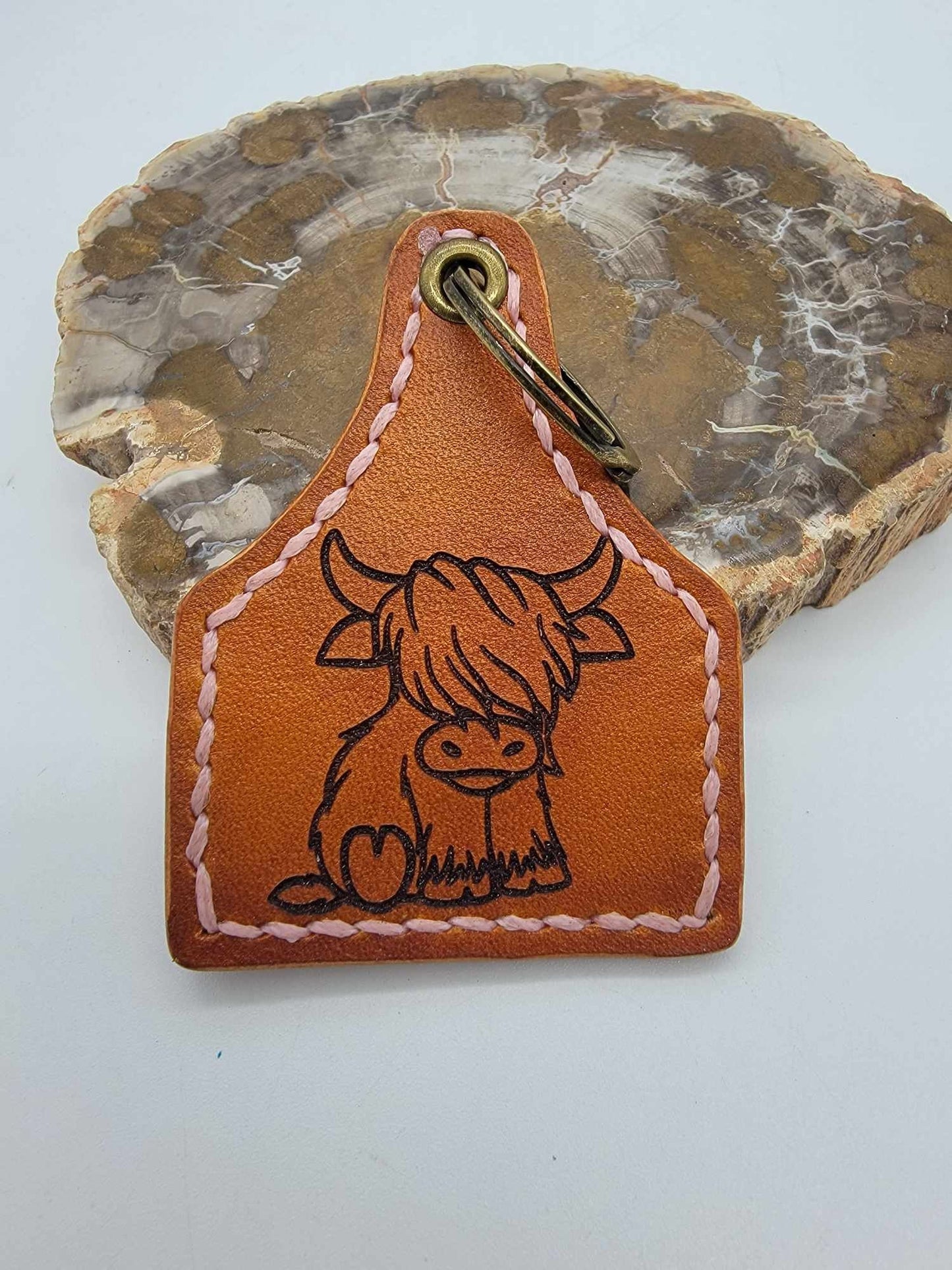 Cow Keychain, Leather, Cow-nt Your Blessings, Gift For Her