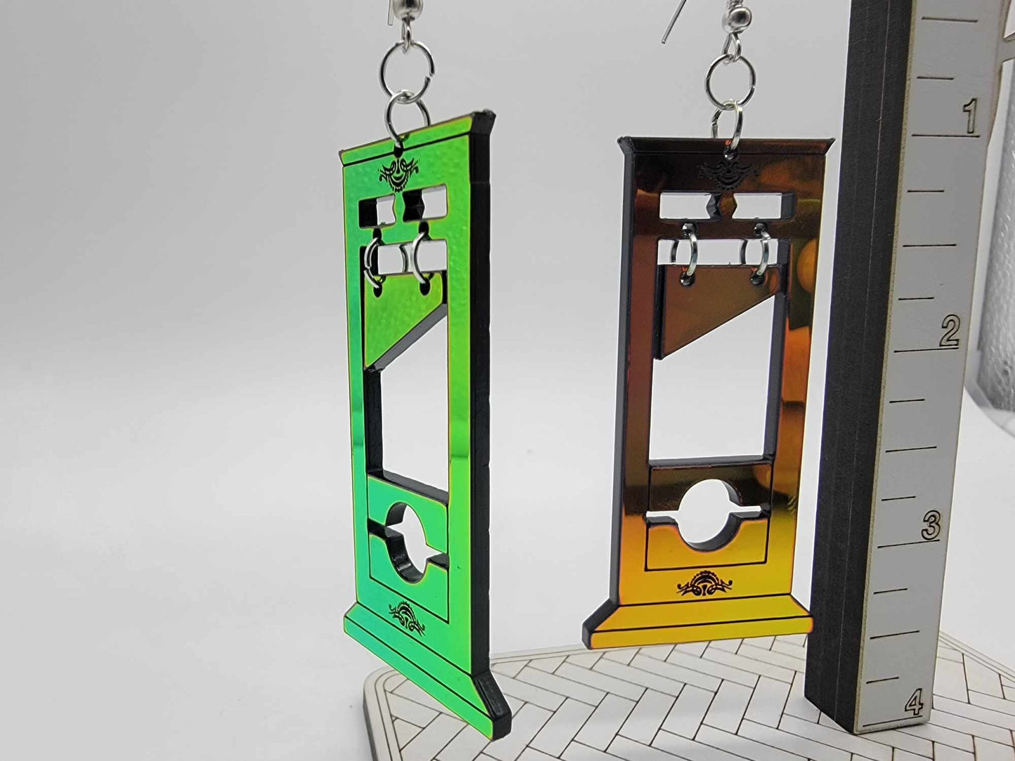 Guillotine Iridescent Dangle Earrings