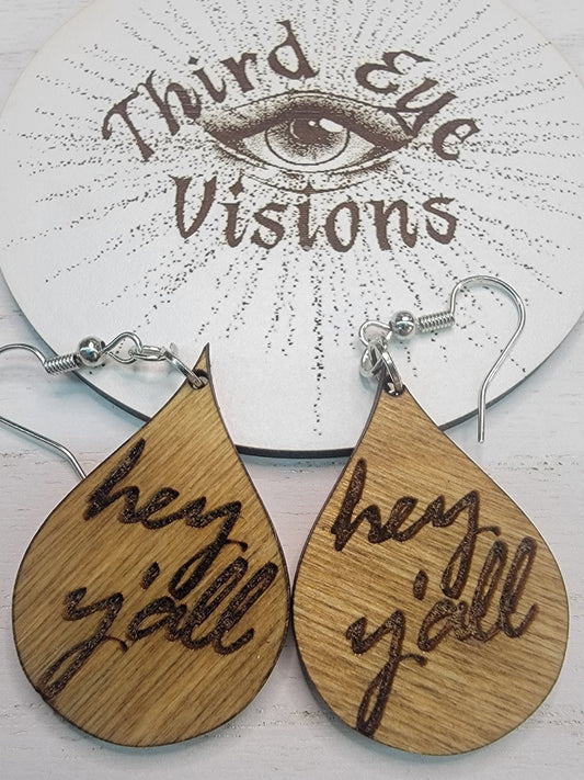 Hey Y'all earrings, southern saying