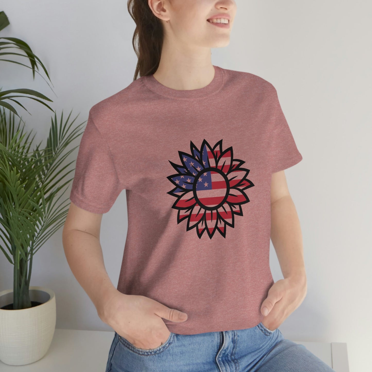 American Flag Flower T-Shirt